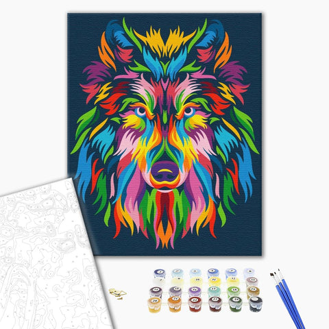 Malen nach Zahlen Regenbogenwolf (BS23828)