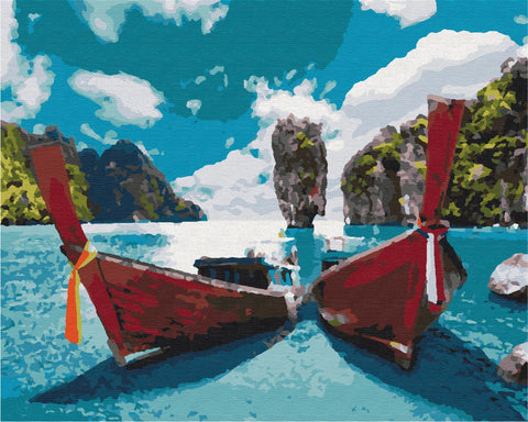 Malen nach Zahlen Boote in der Lagune (BS51390)