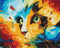 Malen nach Zahlen Eine Katze in leuchtenden Farben (BS51413)