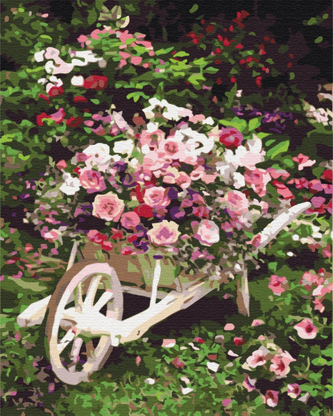 Malen nach Zahlen Gartenwagen mit Blumen (BS8847)