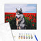 Malen nach Zahlen Husky in einem Tulpenfeld (BS30983)