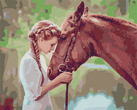 Malen nach Zahlen Ein Mädchen mit einem Pferd (BS51819)