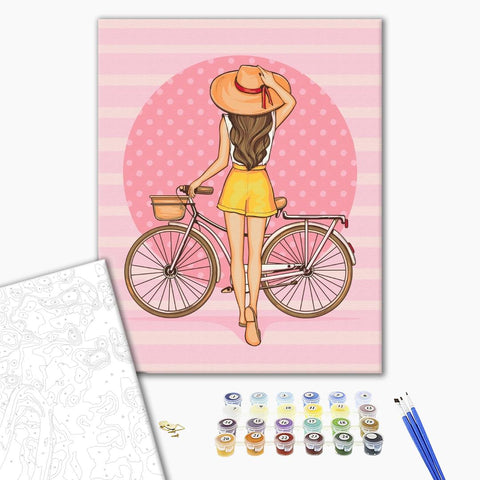Malen nach Zahlen Mädchen mit Fahrrad (BS51341)