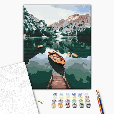 Malen nach Zahlen Ein Boot auf einem Spiegelsee (BS51370)