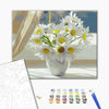 Malen nach Zahlen Kamille in einer weißen Vase am Fenster (BS22637)