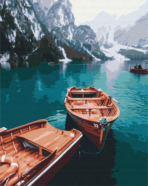 Malen nach Zahlen Boote auf einem Alpensee (BS51602)