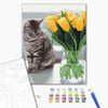 Malen nach Zahlen Die Katze mit Tulpen (BS52638)