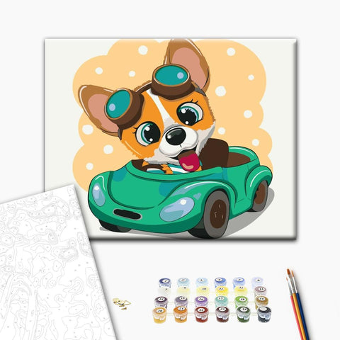 Malen nach Zahlen Corgi am Lenkrad (KBS0073)