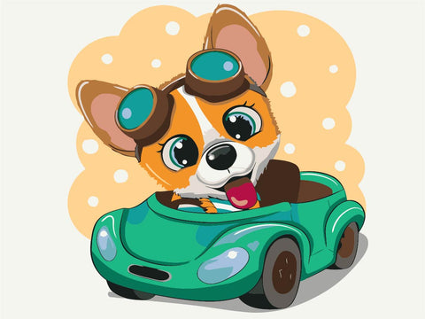 Malen nach Zahlen Corgi am Lenkrad (KBS0073)