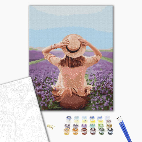 Malen nach Zahlen Ein Reisender in einem Lavendelfeld (BS37568)