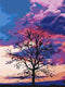 Malen nach Zahlen Herbst auf dem Hintergrund des violetten Himmels (RBS52275)