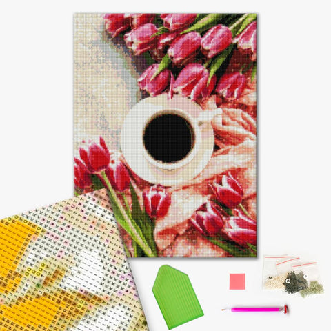 Diamond Painting Tulpen für Kaffee (DBS1047)