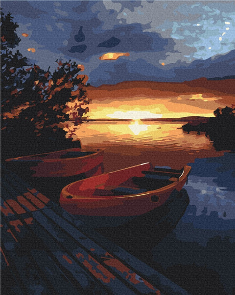 Premium Malen nach Zahlen Beautiful sunset on the lake (PBS21737)