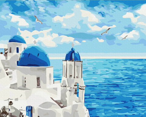 Premium Malen nach Zahlen Wolken von Santorini (PBS29448)