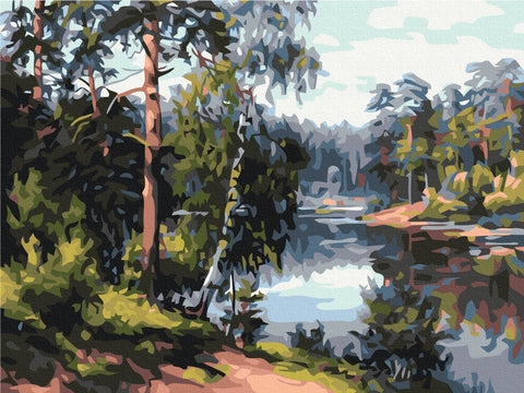 Malen nach Zahlen Malerischer See im Wald (RBS51969)